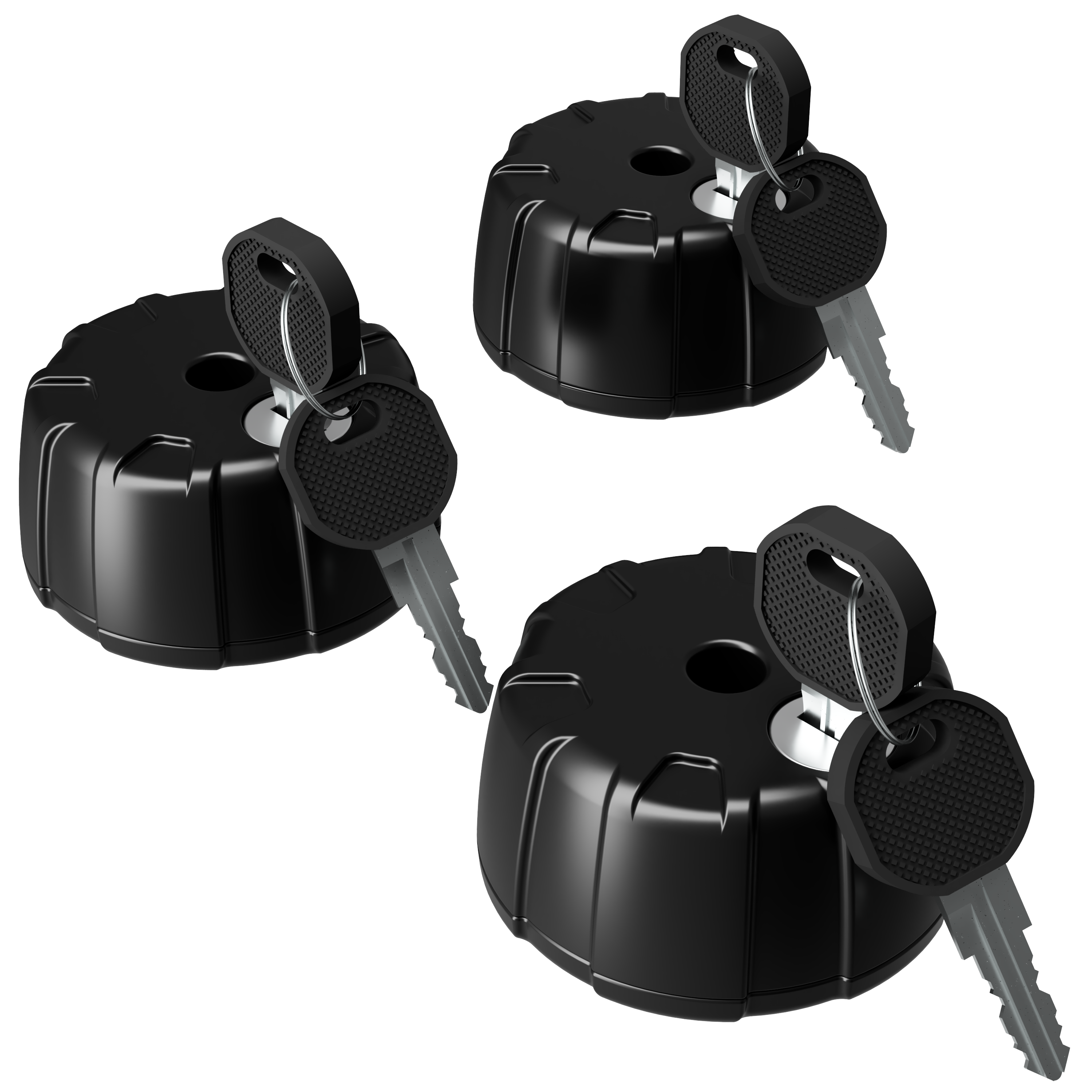 Kit of 3 anti-theft knobs with 2 keys